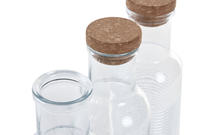 DKD Home Decor Botella Basicos Cristal Transparente Bambu 1L (12 Unidades) 8.6 x 27 x 8.6 cm