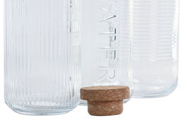 DKD Home Decor Botella Basicos Cristal Transparente Bambu 1L (12 Unidades) 8.6 x 27 x 8.6 cm