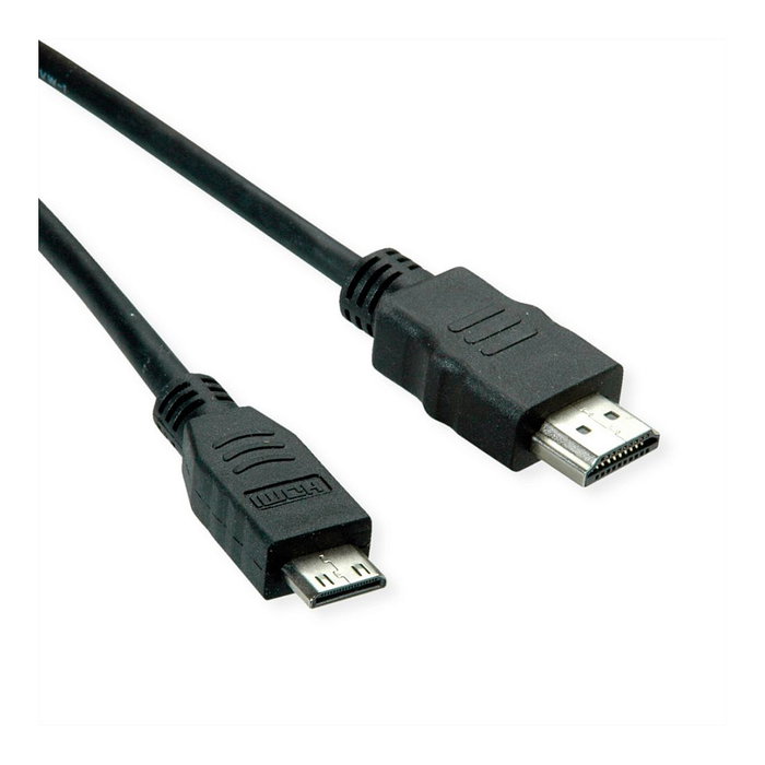 ROLINE Cable HDMI de alta velocidad con Ethernet, HDMI estándar a Mini HDMI, 2 m, Negro ROLINE Cable HDMI de alta velocidad con Ethernet, HDMI estándar a Mini HDMI, 2 m, Negro