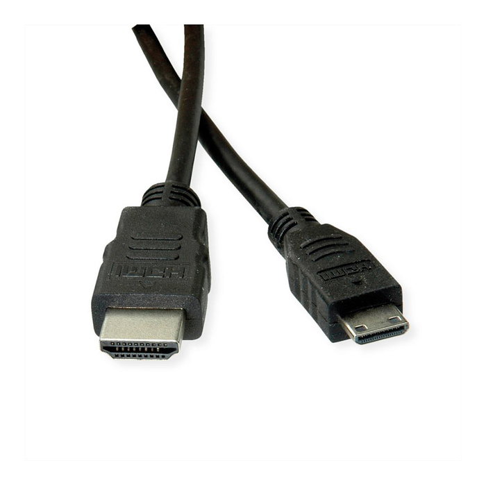 ROLINE Cable HDMI de alta velocidad con Ethernet, HDMI estándar a Mini HDMI, 2 m, Negro ROLINE Cable HDMI de alta velocidad con Ethernet, HDMI estándar a Mini HDMI, 2 m, Negro