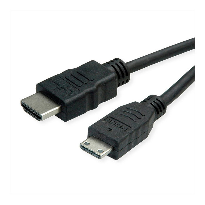 ROLINE Cable HDMI de alta velocidad con Ethernet, HDMI estándar a Mini HDMI, 2 m, Negro ROLINE Cable HDMI de alta velocidad con Ethernet, HDMI estándar a Mini HDMI, 2 m, Negro