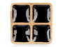 Giftdecor Bandeja Cuadrada 4 Espacios Madera Mango Negro 31 x 31 x 3 cm (Set de 6)