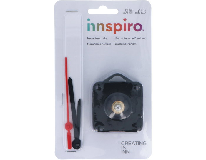 Innspiro Kit mecanismo reloj con manecillas plástico Eje 12mm