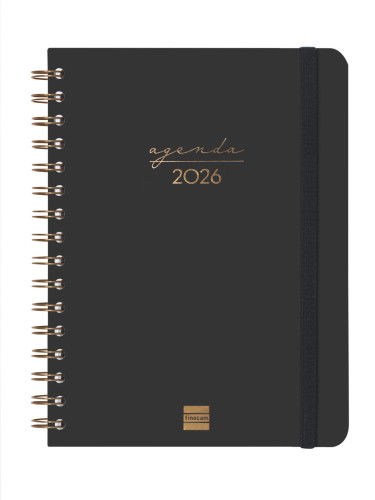 Finocam Agenda Espiral Alma E10-155x212 mm Tapa Dura Negro 2026