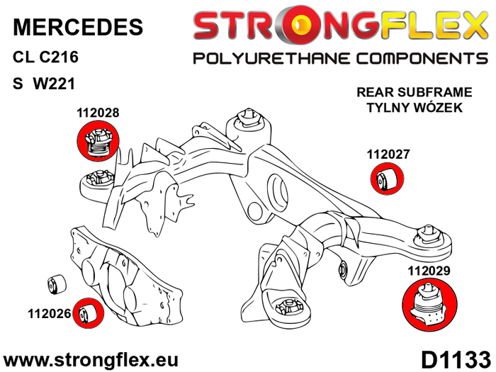 StrongFlex STF116269B Kit Completo De Silentblocks De Poliuretano Para Suspensión Mercedes CL C216 (06-14) RWD, Clase S W221 (05-13) RWD