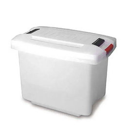 ARAVEN Cubeta Rectangular con Tapa y Ruedas, 50 Litros, Polipropileno, 60x40x41 cm