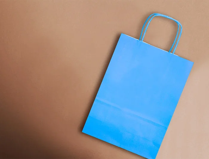 Q-connect Bolsa Papel Celeste M con Asa Retorcida 270x370x120 mm