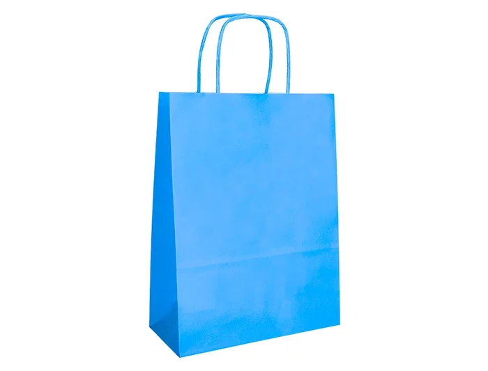 Q-connect Bolsa Papel Celeste M con Asa Retorcida 270x370x120 mm