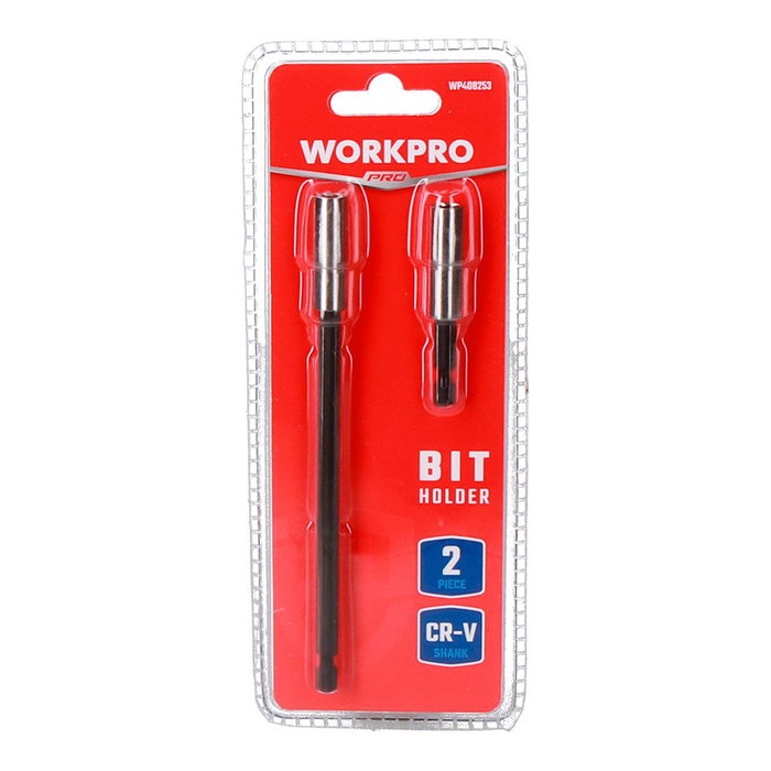 Workpro Portapuntas Magnéticos, Juego de 2 Piezas (60 mm y 150 mm), Eje Hexagonal de 6.3 mm de Cromo Vanadio, Tubo de Acero al Carbono