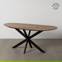 Mesa Comedor Natural-Negro Dm-Metal 178 X 80 X 77 cm