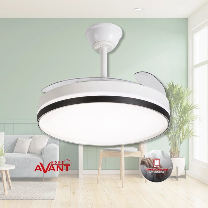 AVANT Ventilador de Techo 42 Pulgadas Retráctil, 30W Motor y 36W LED, Control por App