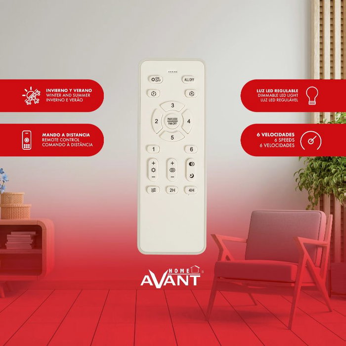 AVANT Ventilador de Techo 42 Pulgadas Retráctil, 30W Motor y 36W LED, Control por App