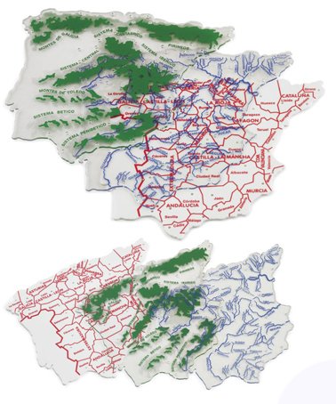 Faibo Plantilla Mapa España 15x12,5 cm, Pack de 3 unidades