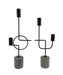 DKD Home Decor Candelabro Moderno Negro Gris 6 x 36 x 14 cm (4 Unidades)