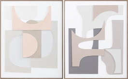 DKD Home Decor Cuadro Abstracto Lienzo Pino Blanco Gris Beige 4.5 x 102 x 82 cm (2 Unidades)