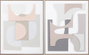 DKD Home Decor Set de 2 Cuadros Abstractos de Lienzo y Pino 82x102 cm