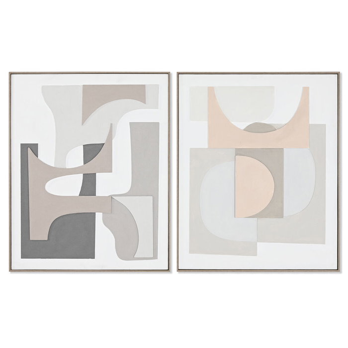 DKD Home Decor Set de 2 Cuadros Abstractos de Lienzo y Pino 82x102 cm