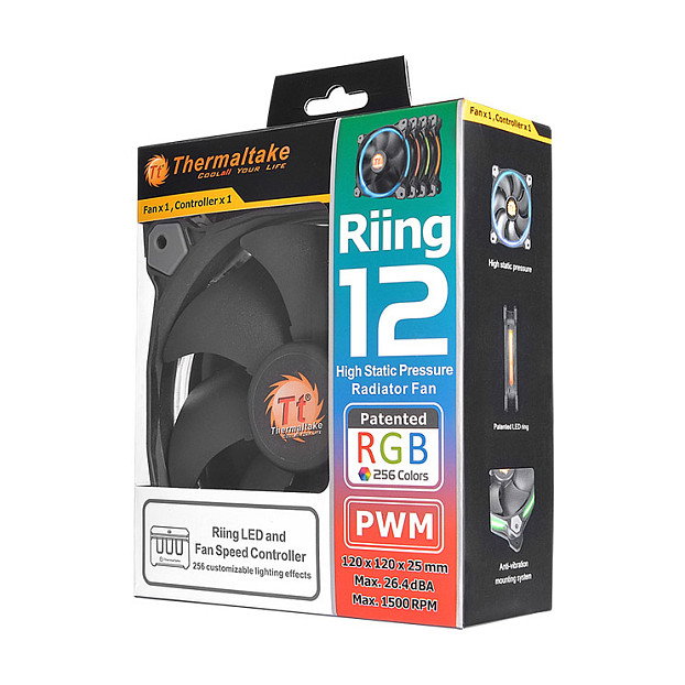 Thermaltake CL-F042-PL12SW-B Ventilador Riing 12 LED RGB (Pack 3) 120mm