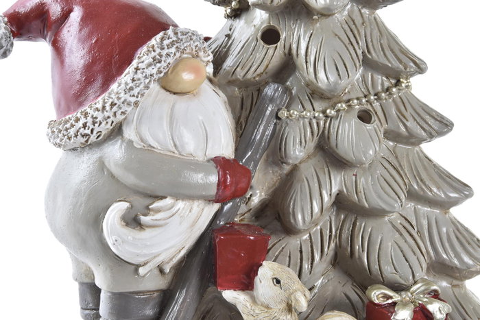 DKD Home Decor Figura Navidad Tradicional Rojo Gris 10 x 18 x 15 cm (2 Unidades)
