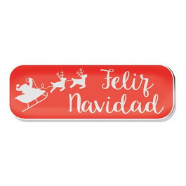 Etiquetas Regalo Adh. Holograficas Rollo 250 Uds. 45X15 Feliz Navidad Rojo