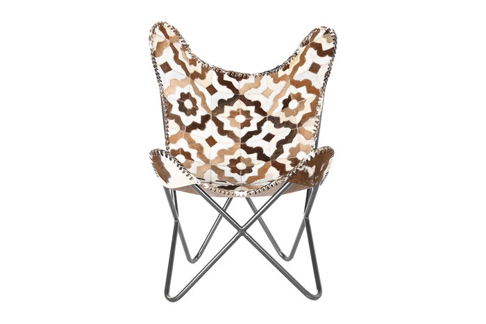 DKD Home Decor Sillón Colonial Marrón Blanco Piel Hierro 70x70x90 cm