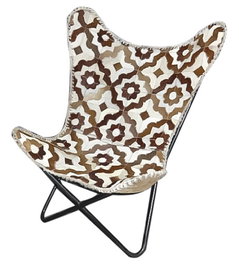 DKD Home Decor Sillón Colonial Marrón Blanco Piel Hierro 70x70x90 cm