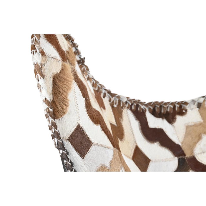 DKD Home Decor Sillón de Piel y Hierro con Diseño de Rombos Marrón