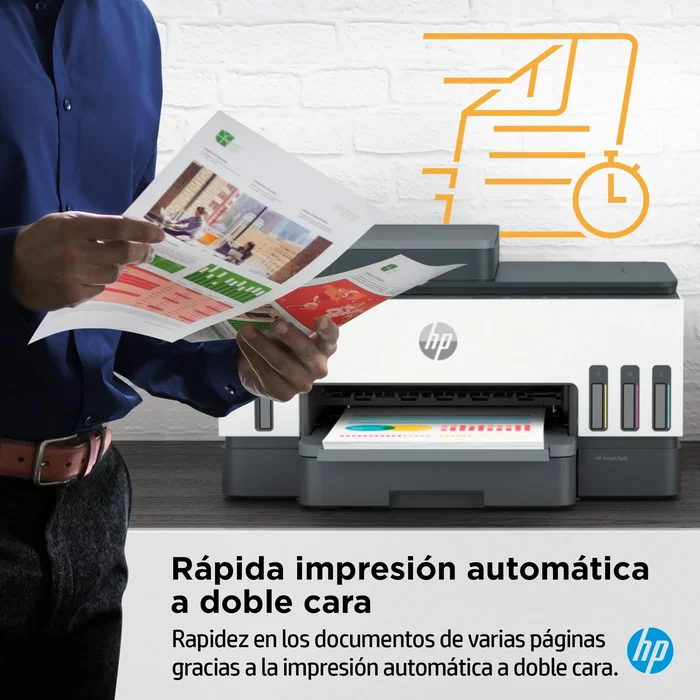 HP Smart Tank 7305 Multifunción A4 Inyección de Tinta Térmica, Impresora All-in-One con Wi-Fi, Doble Cara, Alimentador Automático de 35 hojas, 15 ppm Negro, 4800 x 1200 DPI, Gris