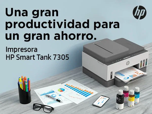 HP Smart Tank 7305 Multifunción A4 Inyección de Tinta Térmica, Impresora All-in-One con Wi-Fi, Doble Cara, Alimentador Automático de 35 hojas, 15 ppm Negro, 4800 x 1200 DPI, Gris