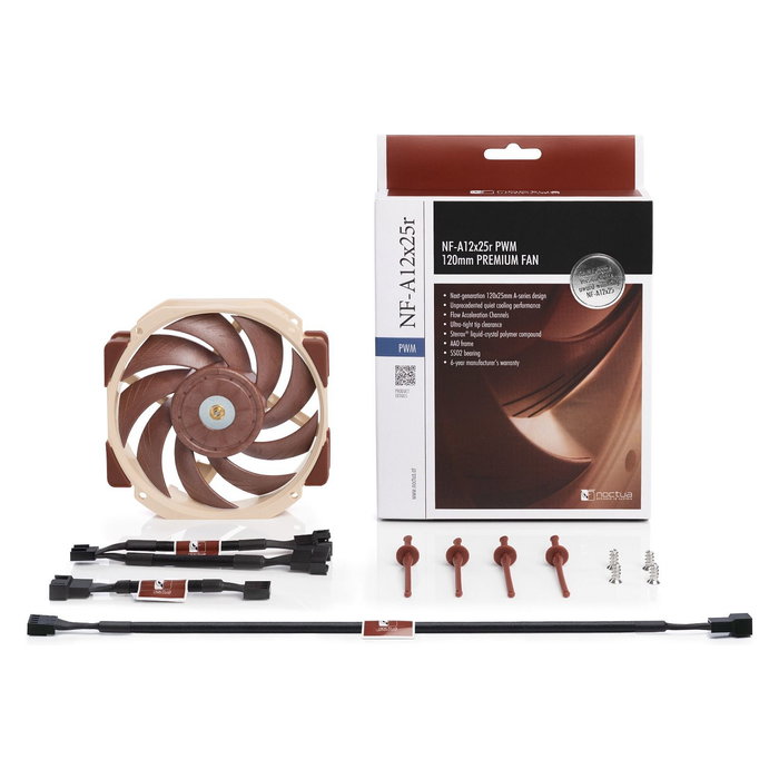 Noctua NF-A12x25r PWM - Ventilador para PC 120mm, Flujo Aire 102.1 m³/h, 2000 RPM, SSO2 Bearing, 4 Pines, Beige/Marrón