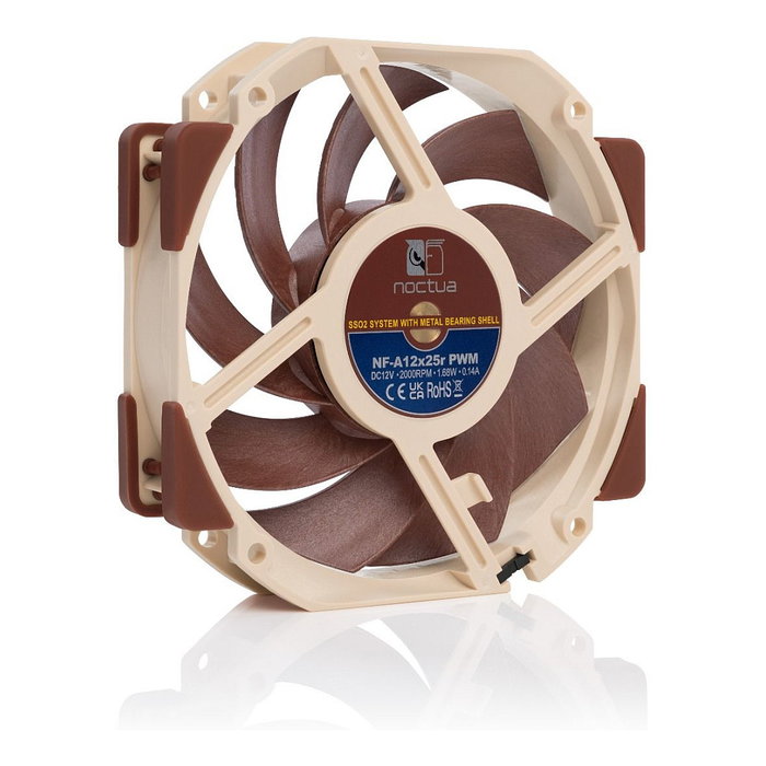 Noctua NF-A12x25r PWM - Ventilador para PC 120mm, Flujo Aire 102.1 m³/h, 2000 RPM, SSO2 Bearing, 4 Pines, Beige/Marrón