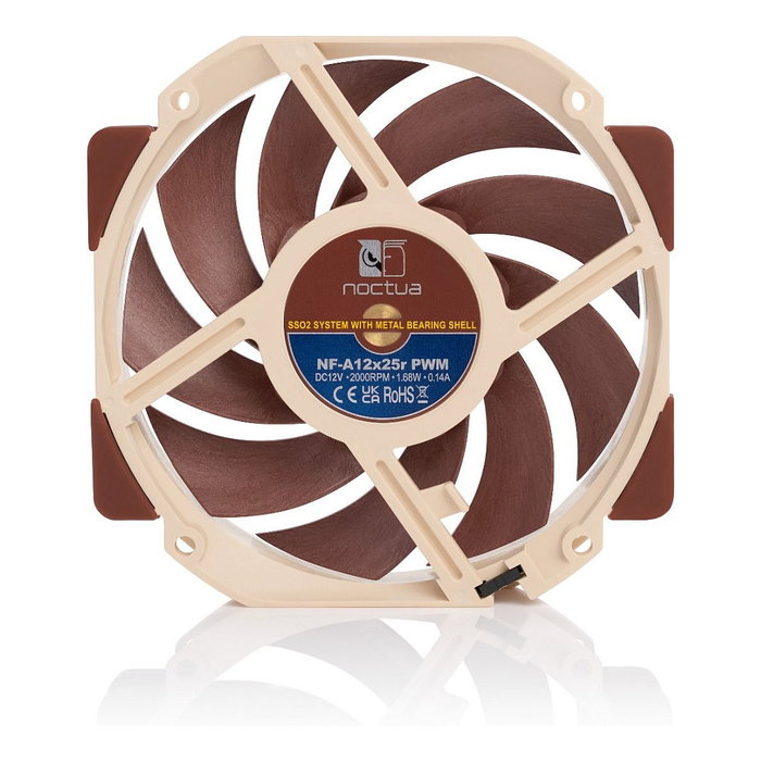 Noctua NF-A12x25r PWM - Ventilador para PC 120mm, Flujo Aire 102.1 m³/h, 2000 RPM, SSO2 Bearing, 4 Pines, Beige/Marrón