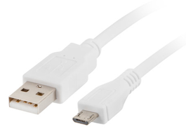 Lanberg Cable USB 2.0 de USB-A a Micro-USB B, 1,8 m, Blanco