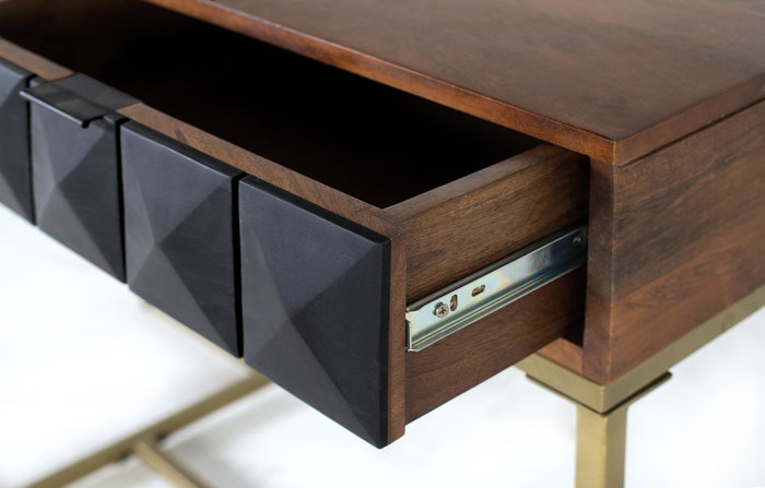 Giner y Colomer Consola Madera de Mango y Hierro Dorado 60 cm Avellana Negro