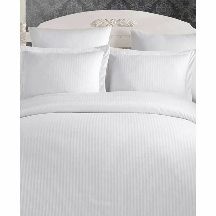 Aucune Juego de Cama Blanco de 100% Algodón Satén, 3 Piezas