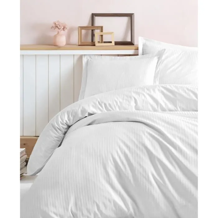 ASI8684282406006 Juego de Cama - Funda Nórdica 220x240 cm + 2 Fundas de Almohada 60x60 cm - 100% Algodón Satén - Blanco