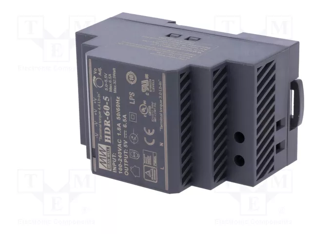 Mean Well Fuente de alimentación 5V / 6A 60W para riel DIN