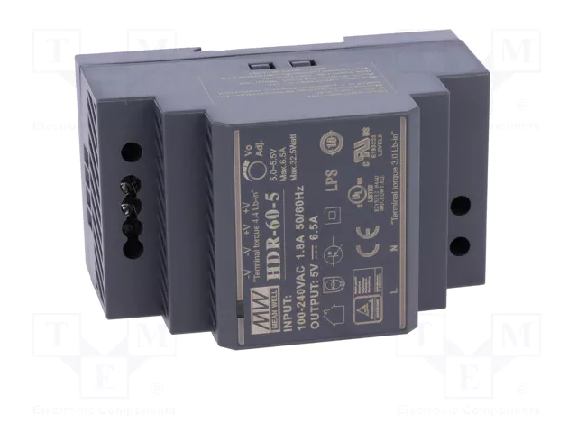 Mean Well Fuente de alimentación 5V / 6A 60W para riel DIN