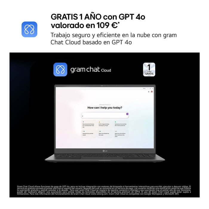 LG Gram 16ZD90T-G.AX88B Portátil 16WQXGA Intel Core Ultra 7 32GB RAM 1TB SSD Negro