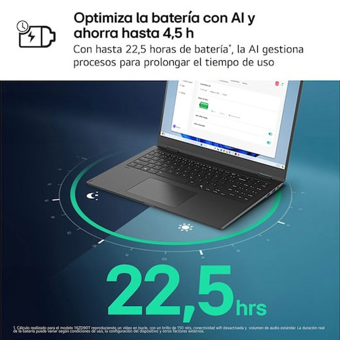 LG Gram 16ZD90T-G.AX88B Portátil 16WQXGA Intel Core Ultra 7 32GB RAM 1TB SSD Negro