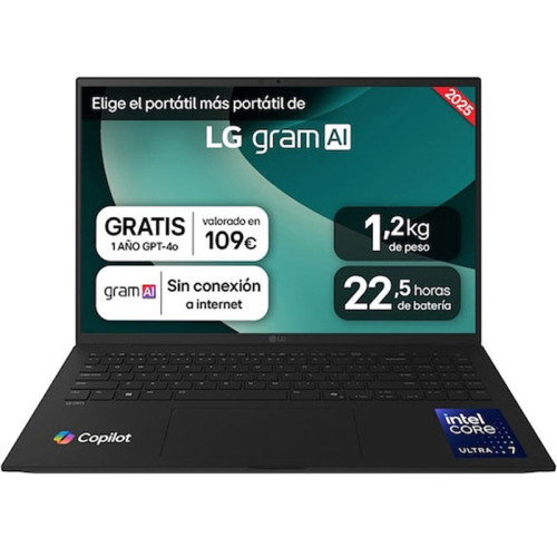 LG Gram 16ZD90T-G.AX88B Portátil 16WQXGA Intel Core Ultra 7 32GB RAM 1TB SSD Negro