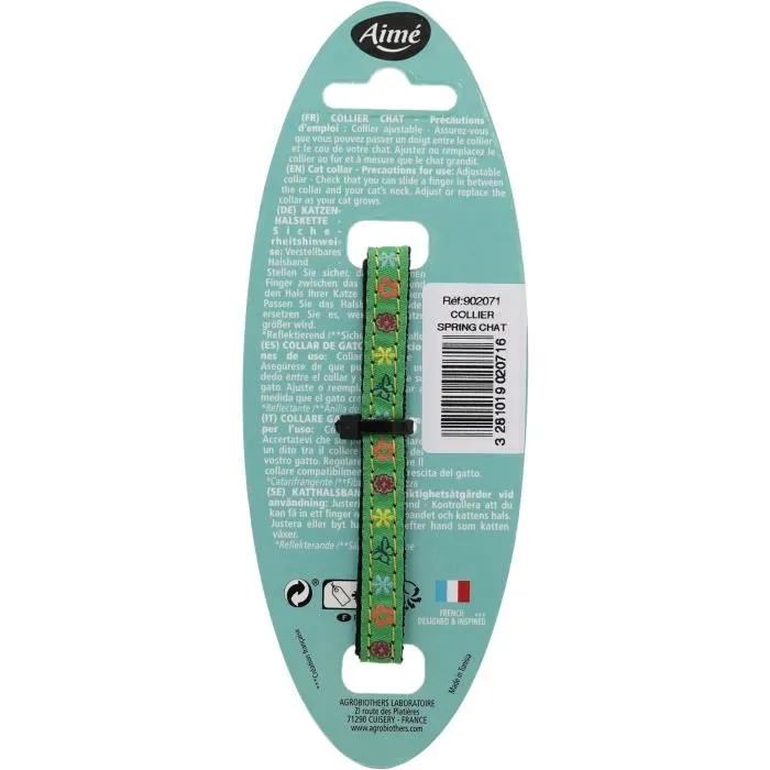 Aime AIM3281019020716 Collar para Gato Ajustable con Campana de Cobre y Plata