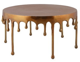 DKD Home Decor Mesa Centro Drops 23 Dorado 75 x 75 x 40 cm