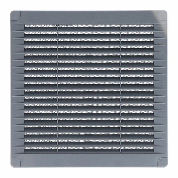 Edm Rejilla de ventilación cuadrada con tapones y mosquitera 100x100x7mm gris