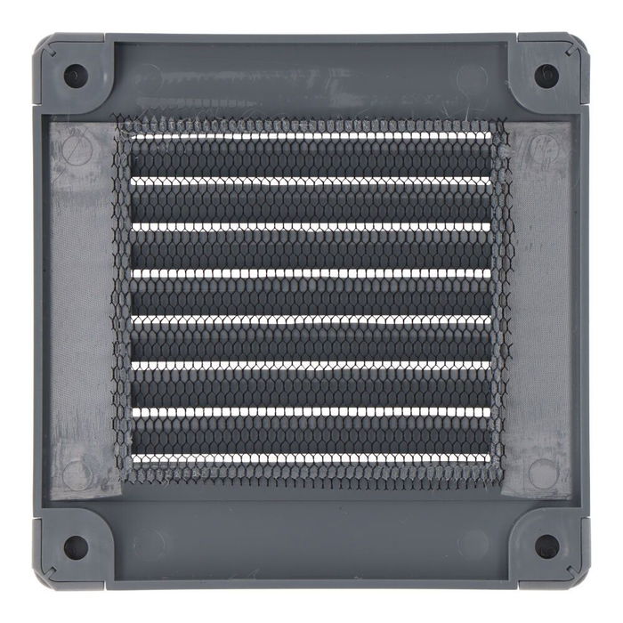 Edm Rejilla de ventilación cuadrada ABS gris 100x100x7mm con tapones y mosquitera