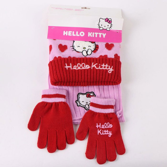 Cerdá Conjunto de 3 Piezas Hello Kitty con Gorro, Guantes y Bufanda Rosa
