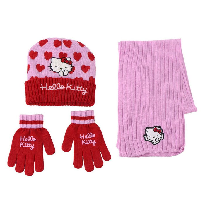 Cerdá Conjunto de 3 Piezas Hello Kitty con Gorro, Guantes y Bufanda Rosa