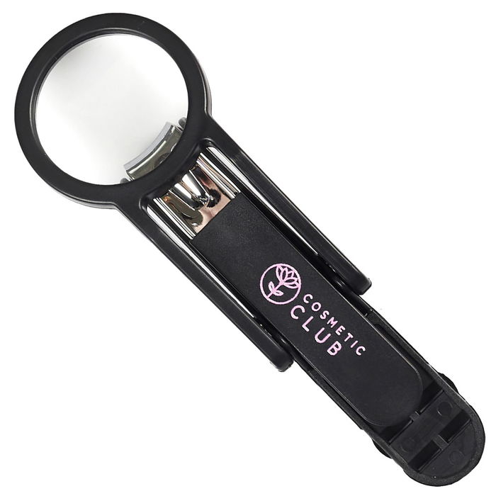 Cosmetic Club Cortaúñas con Lupa de 2 Aumentos, Colores Surtidos Rosa Palo y Negro, Medidas 13x4,2 cm