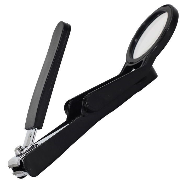 Cosmetic Club Cortaúñas con Lupa de 2 Aumentos, Colores Surtidos Rosa Palo y Negro, Medidas 13x4,2 cm