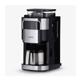 Severin KA 4814 Cafetera de Filtro con Molinillo Integrado para Granos, 8 Tazas (1L), 1000W, Ajustable, Función Mantener Caliente, Negro y Acero Inoxidable